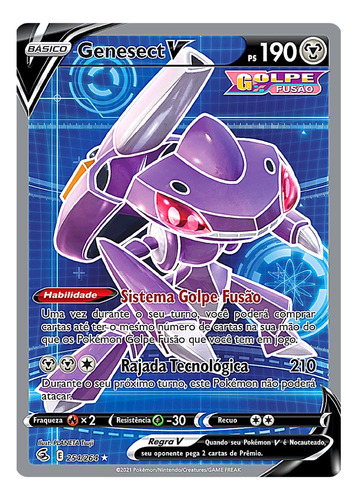 Carta Pokémon Genesect V Full Arte Coleção Golpe Fusão